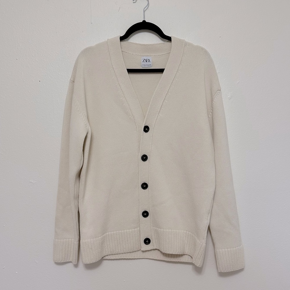 Zara Oversized Wool Cardigan Off White